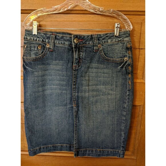 NOBO No Boundaries Stretch Jean Denim Skirt Size 9 Juniors Embroidered - Picture 1 of 8